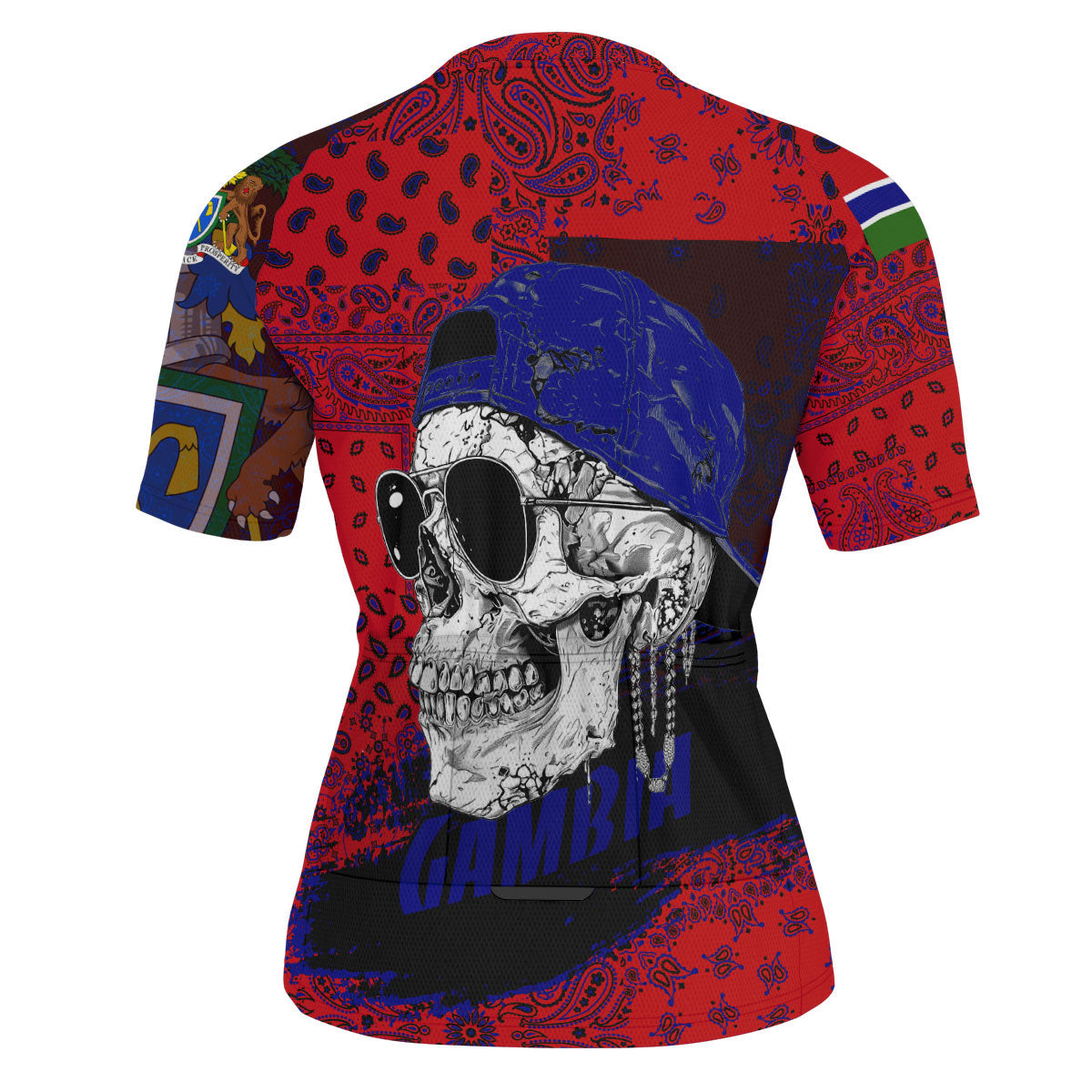 Gambia Men Cycling Jersey Paisley Flag And Skull Style 3