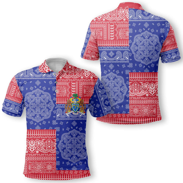 Gambia Polo Shirt Flag And Paisley Basic Style 1