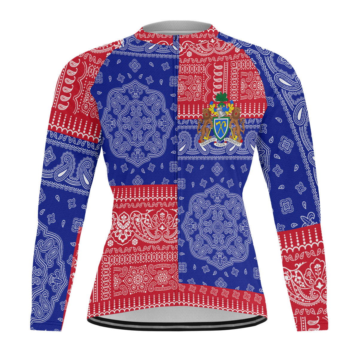 Gambia Raglan Men Cycling Jersey Long Sleeve Flag And Paisley Basic Style 1