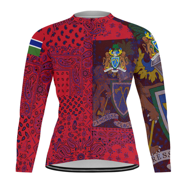 Gambia Raglan Men Cycling Jersey Long Sleeve Paisley Flag And Skull Style 1