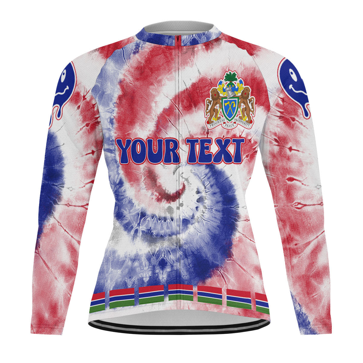 Gambia Raglan Men Cycling Jersey Long Sleeve Custom Tie Dye Style 2