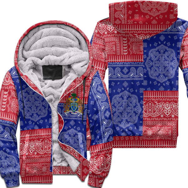 Gambia Sherpa Hoodie Flag And Paisley Basic Style 1