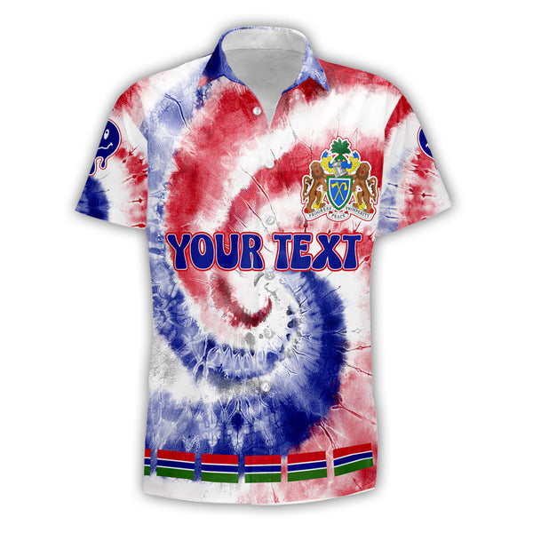 Gambia Short Sleeve Shirt Custom Tie Dye Style 1