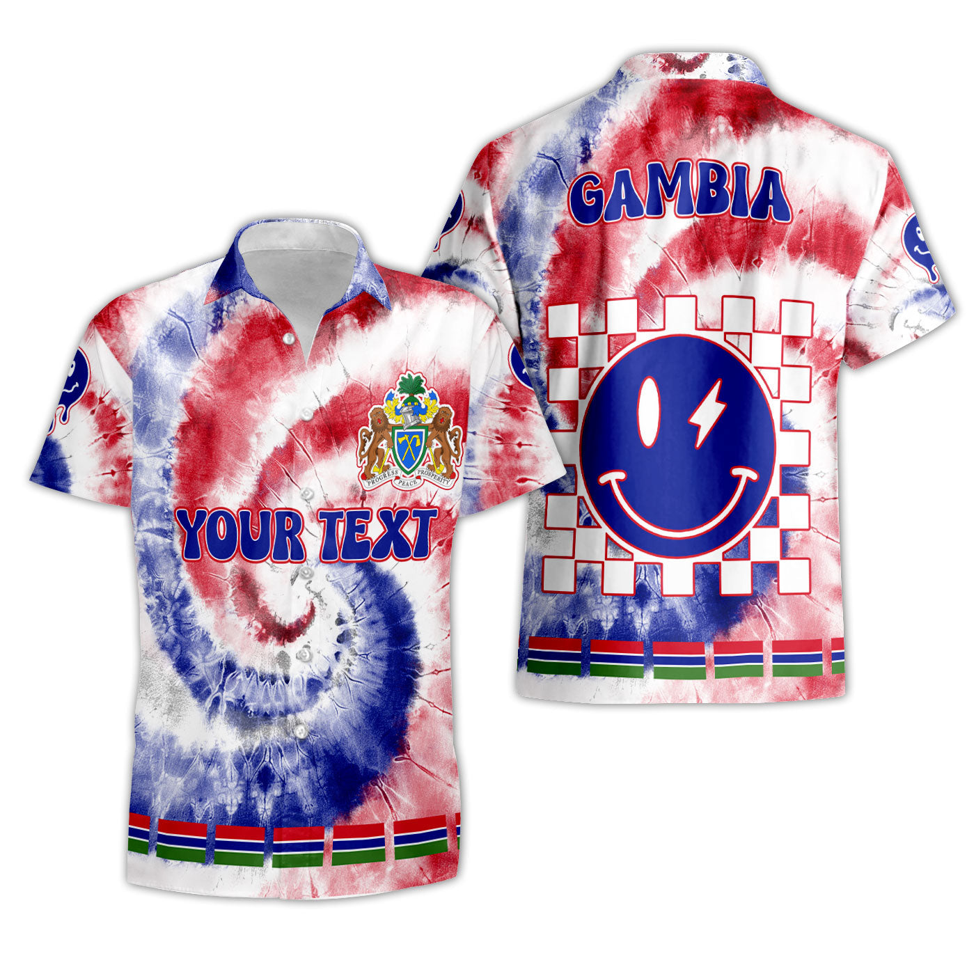 Gambia Short Sleeve Shirt Custom Tie Dye Style 3