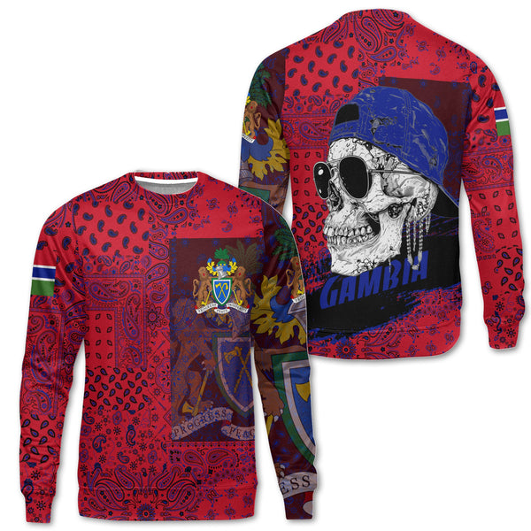 Gambia Sweatshirt Paisley Flag And Skull Style 1