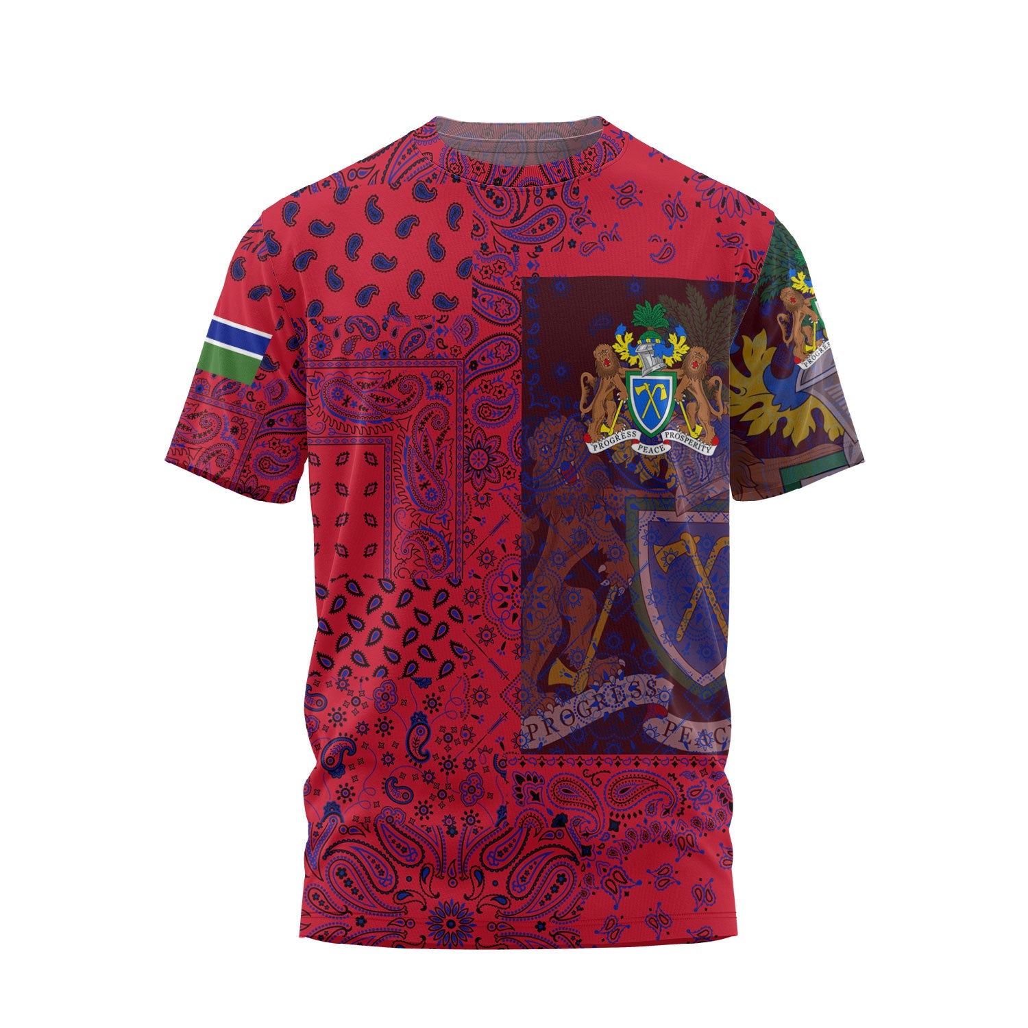 Gambia T Shirt Paisley Flag And Skull Style 1