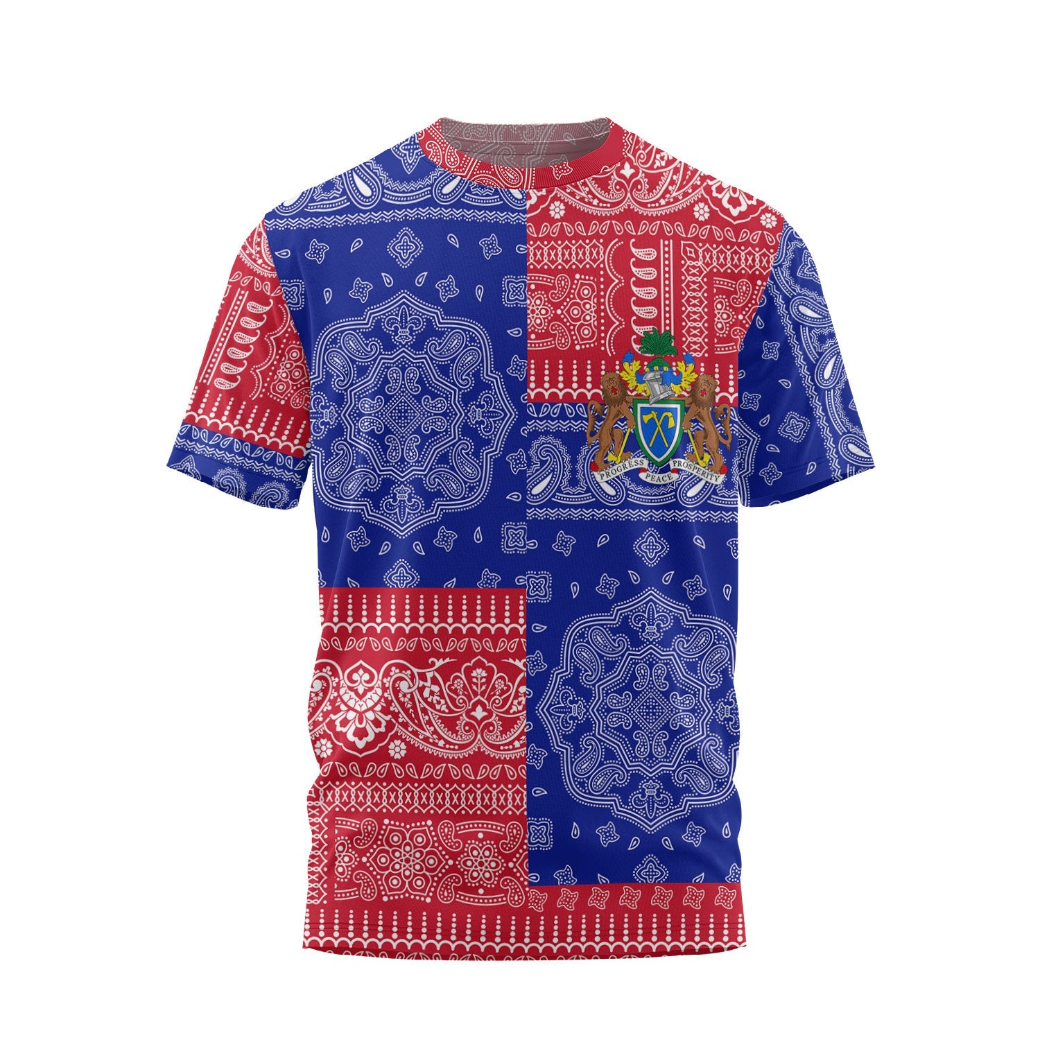 Gambia T Shirt Flag And Paisley Basic Style 2