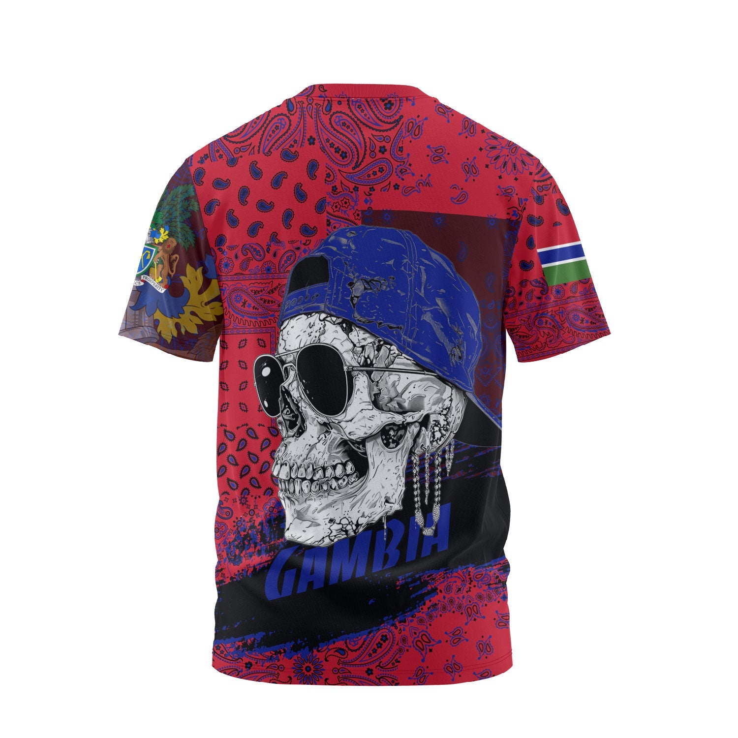 Gambia T Shirt Paisley Flag And Skull Style 2