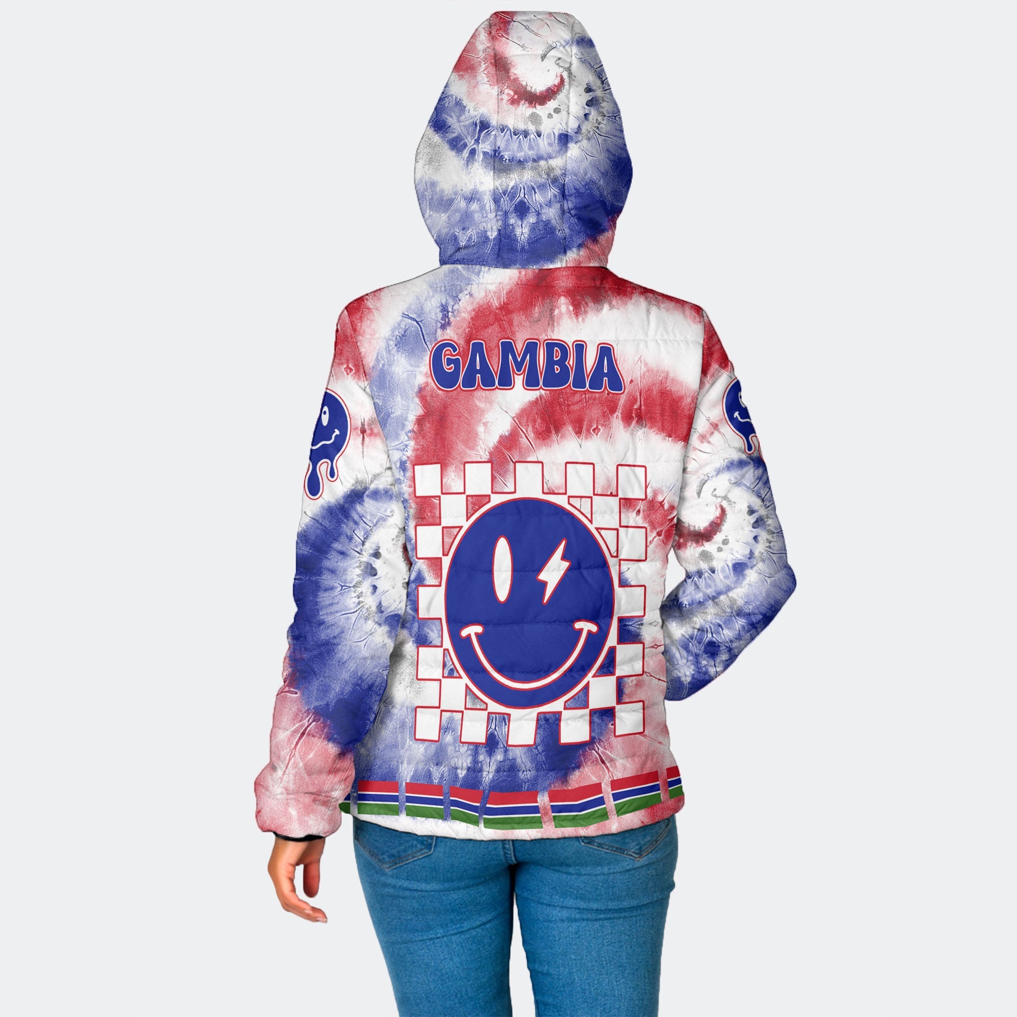 Gambia Women Hooded Padded Jacket Custom Tie Dye Style 2