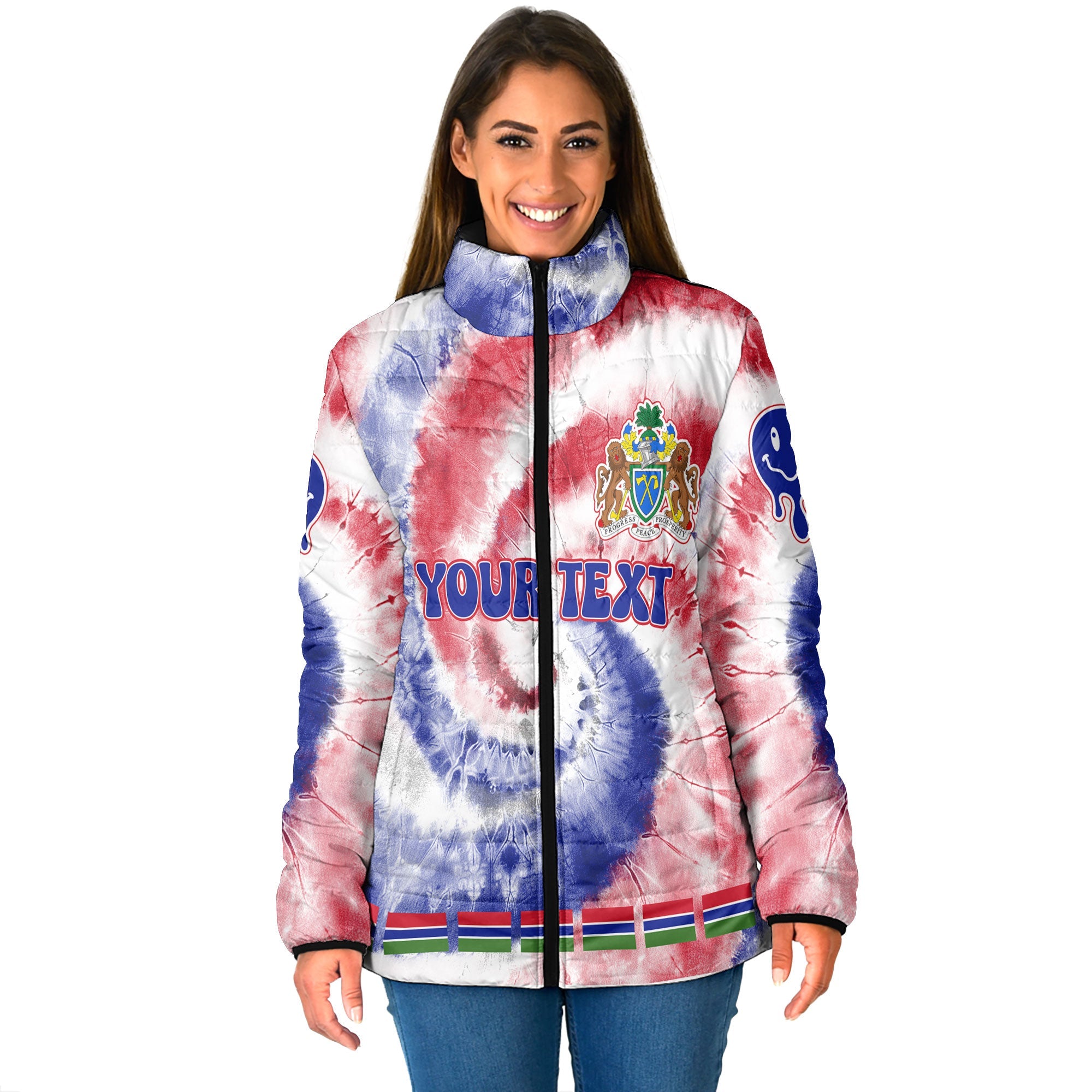 Gambia Women Padded Jacket Custom Tie Dye Style 1