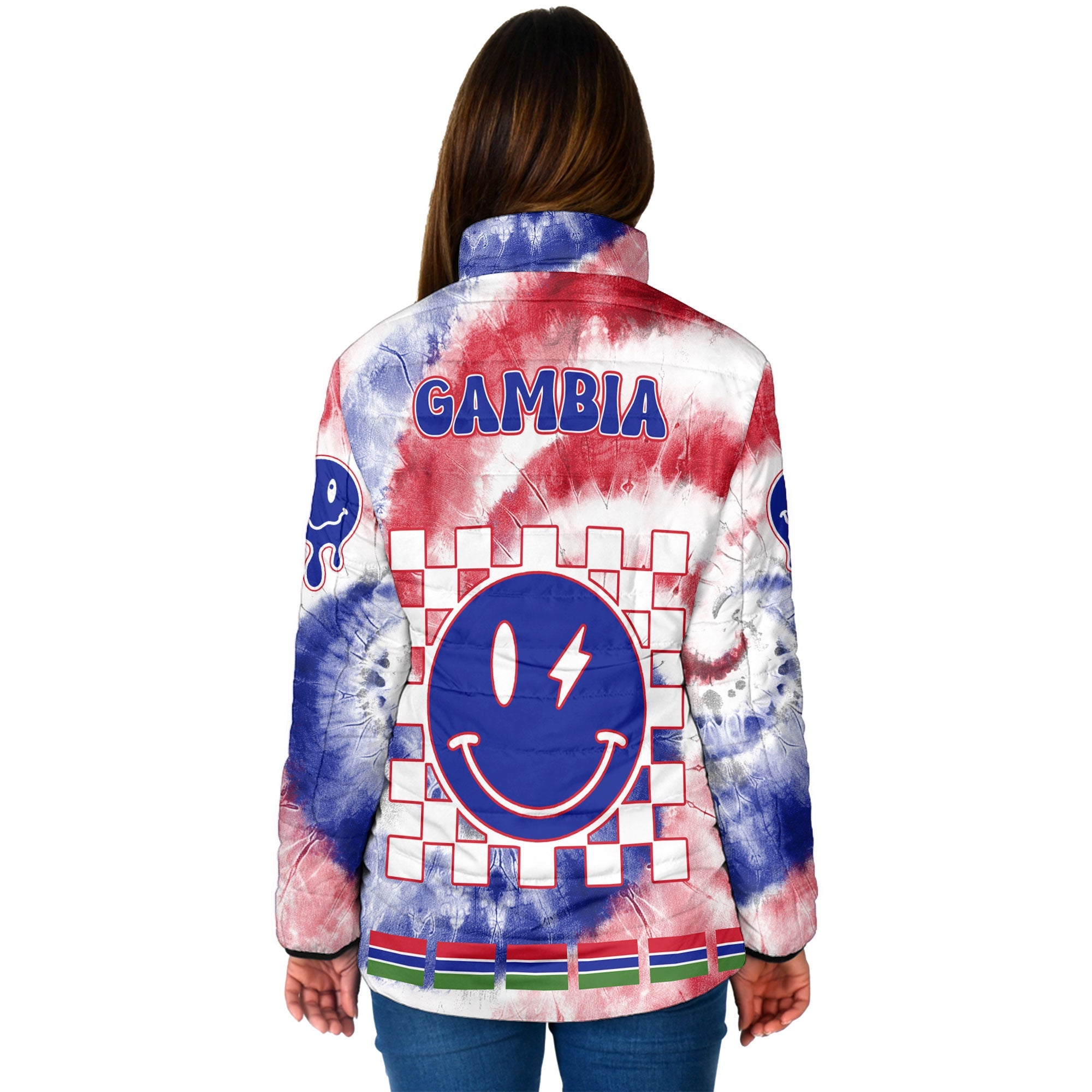 Gambia Women Padded Jacket Custom Tie Dye Style 2