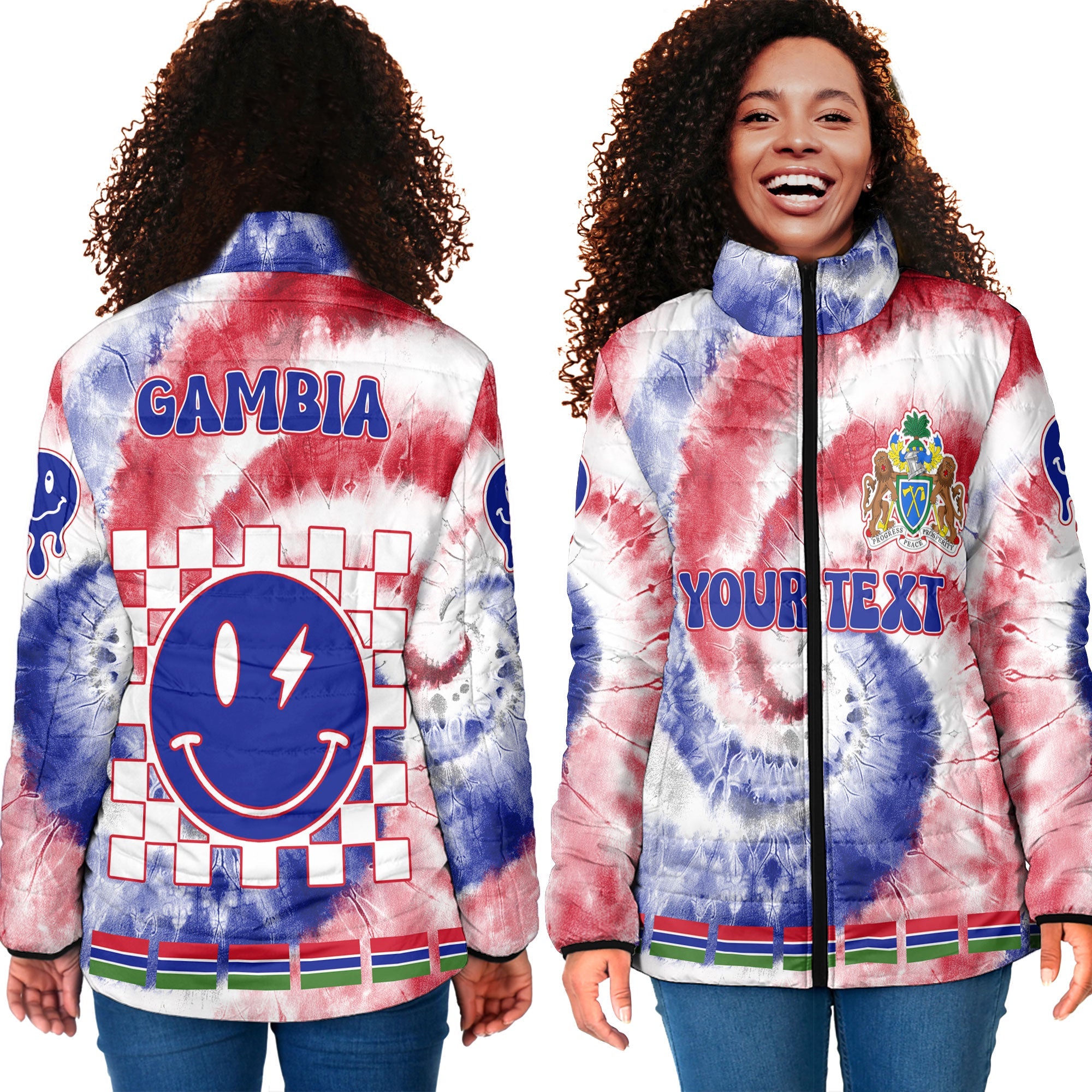 Gambia Women Padded Jacket Custom Tie Dye Style 4