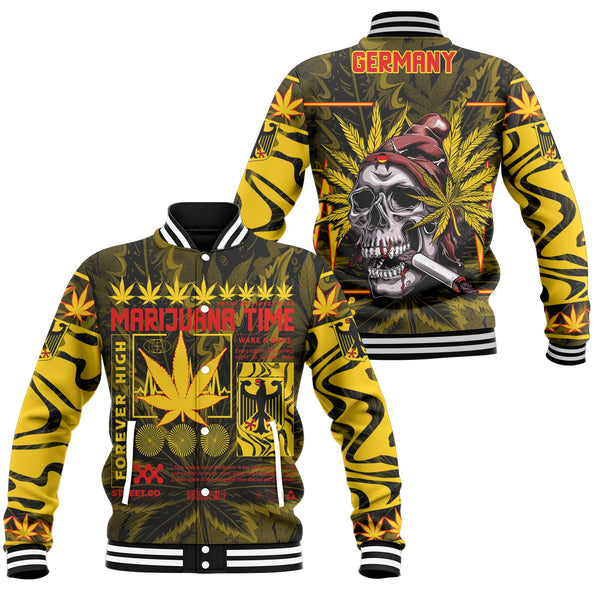 Germany Baseball Jacket Flag & Coat Of Arms Marijuanas Style