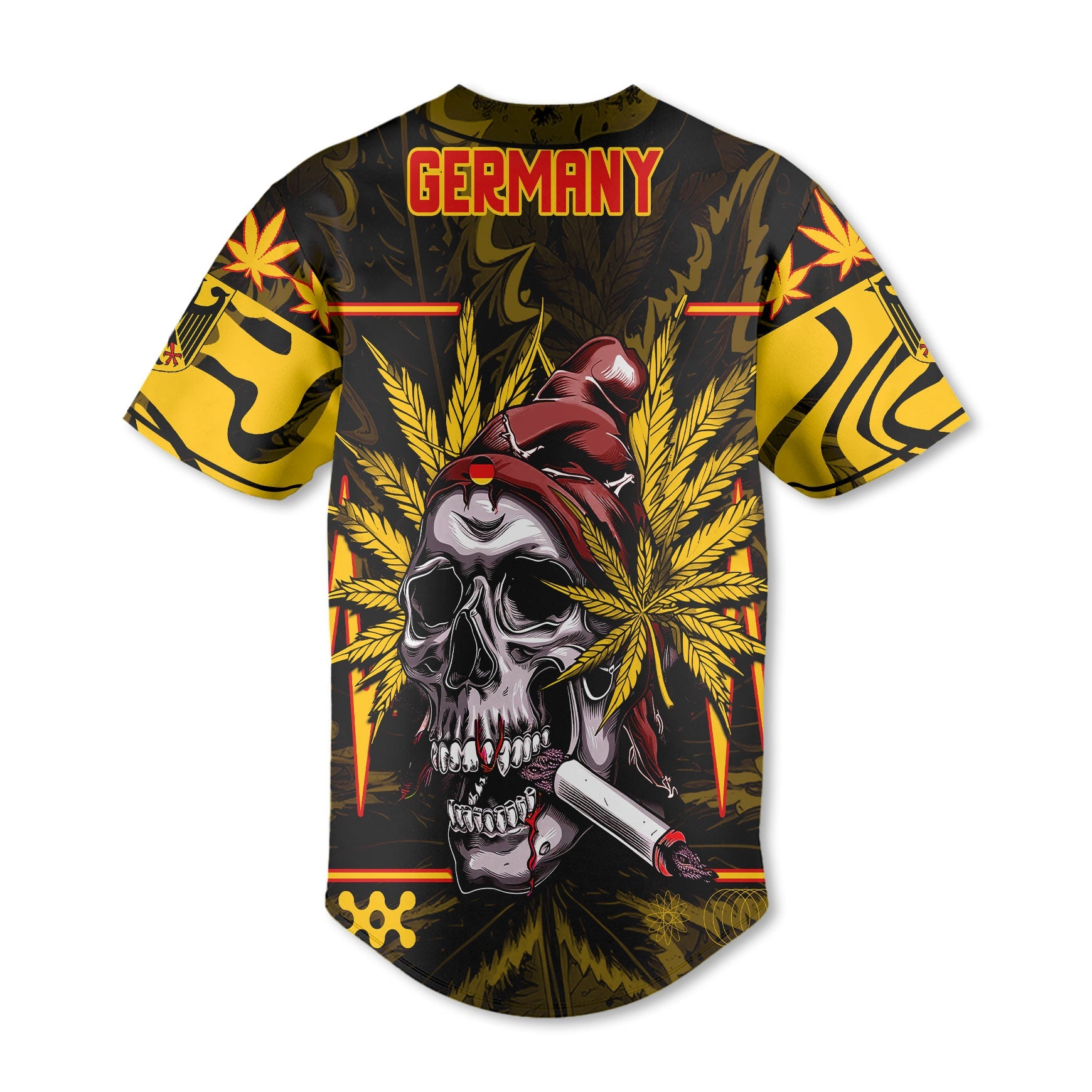 Germany Baseball Jersey Flag & Coat Of Arms Marijuanas Style