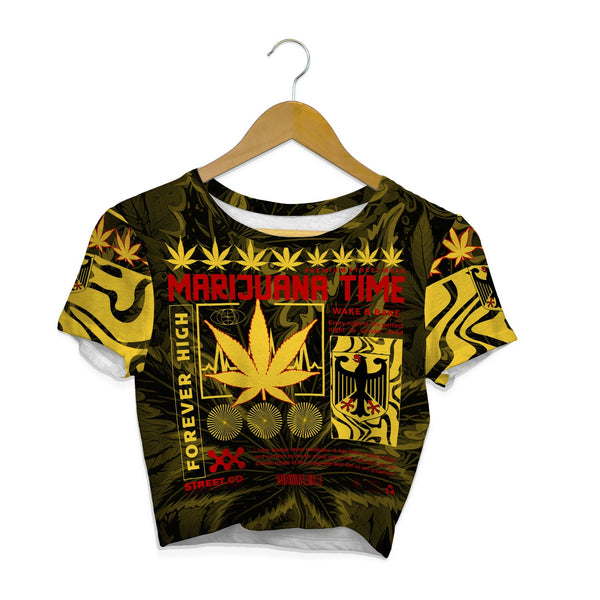 Germany Crop Top T Shirt Flag & Coat Of Arms Marijuanas Style