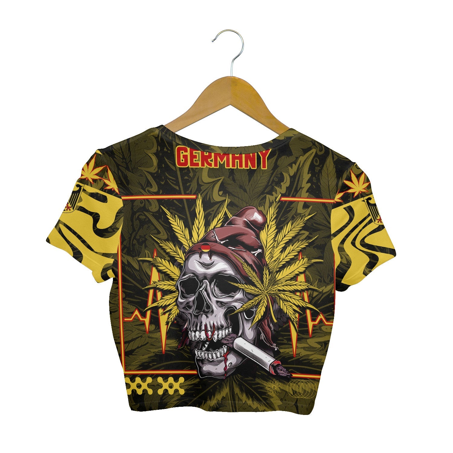 Germany Crop Top T Shirt Flag & Coat Of Arms Marijuanas Style