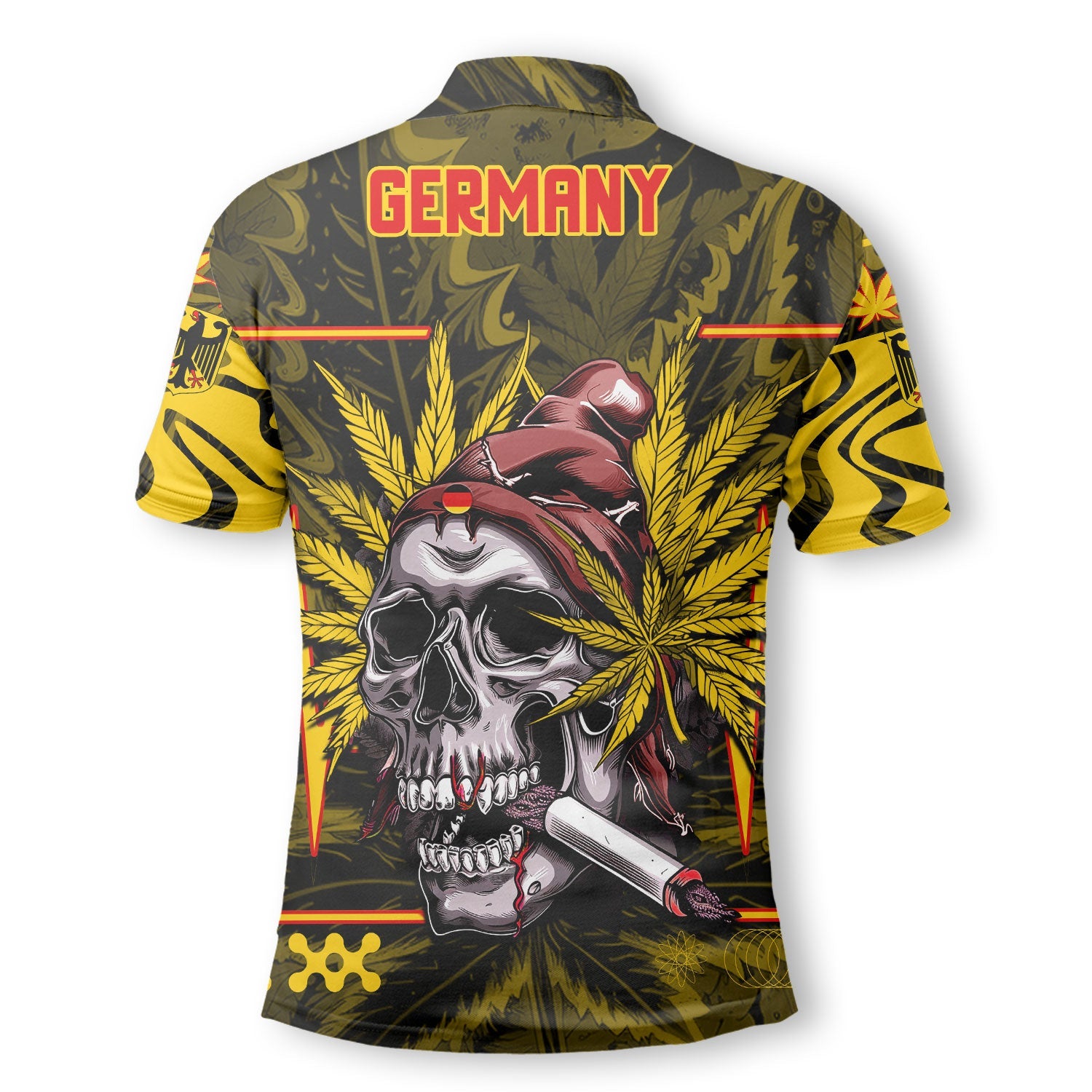 Germany Polo Shirt Flag & Coat Of Arms Marijuanas Style