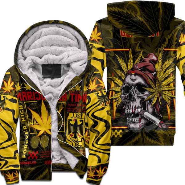 Germany Sherpa Hoodie Flag & Coat Of Arms Marijuanas Style