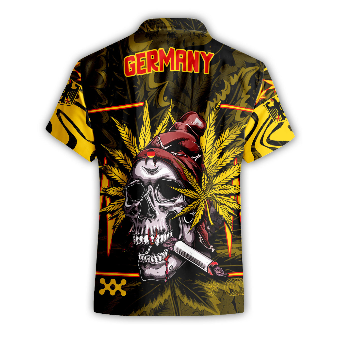 Germany Short Sleeve Shirt Flag & Coat Of Arms Marijuanas Style