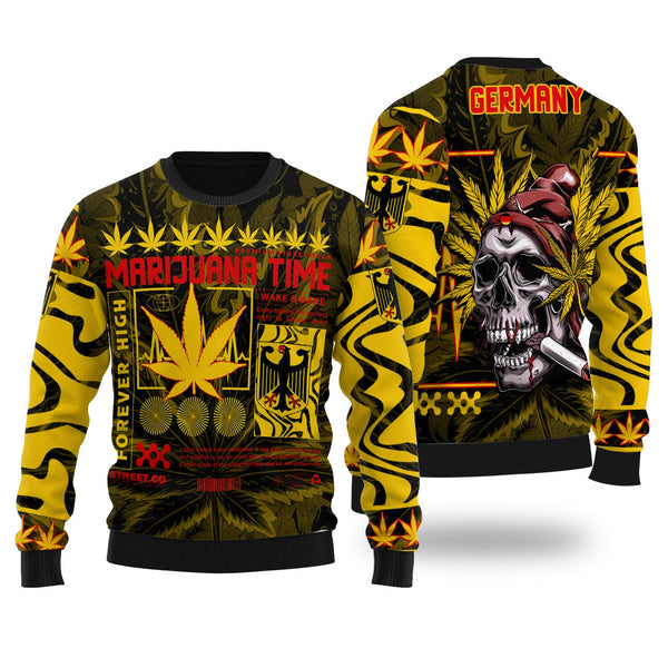 Germany Ugly Sweater Flag & Coat Of Arms Marijuanas Style