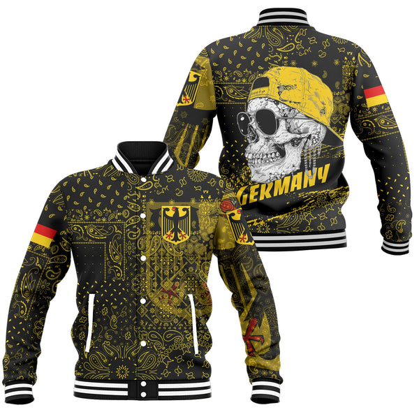 Germany Baseball Jacket Paisley Flag And Skull Style 1