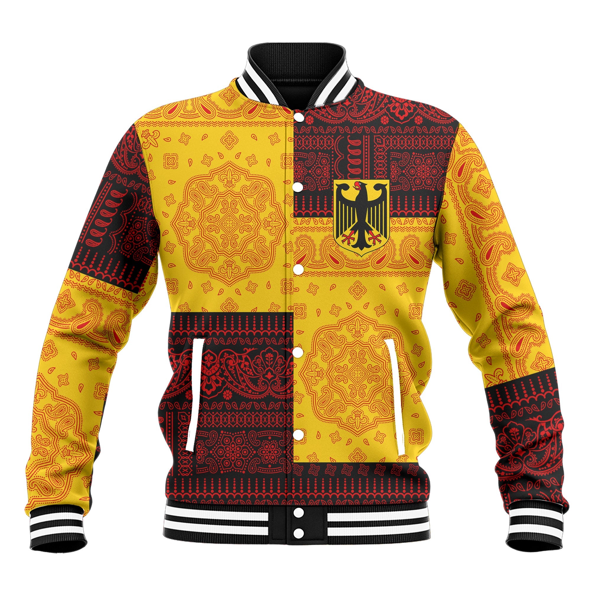 Germany Baseball Jacket Flag And Paisley Basic Style 2