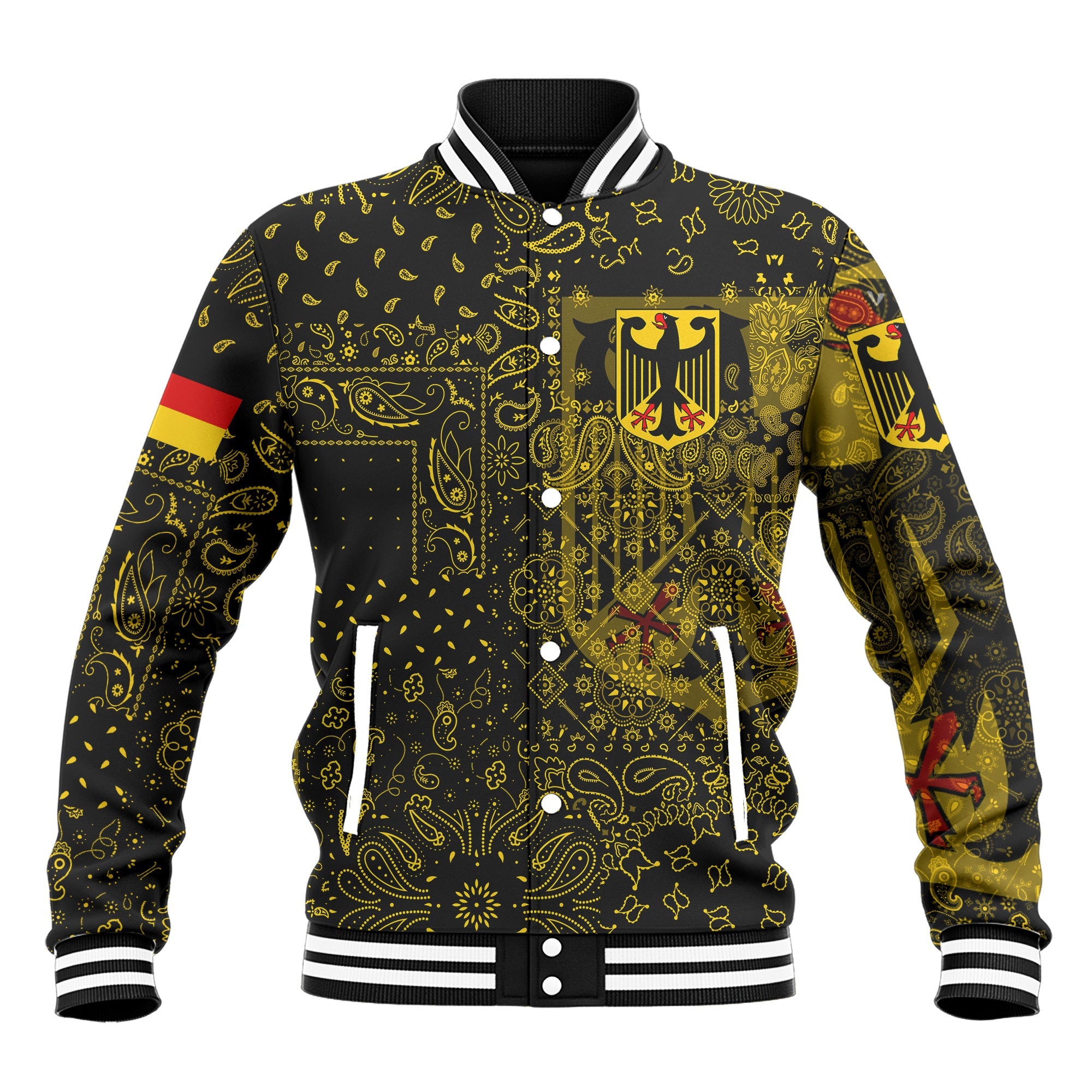 Germany Baseball Jacket Paisley Flag And Skull Style 2