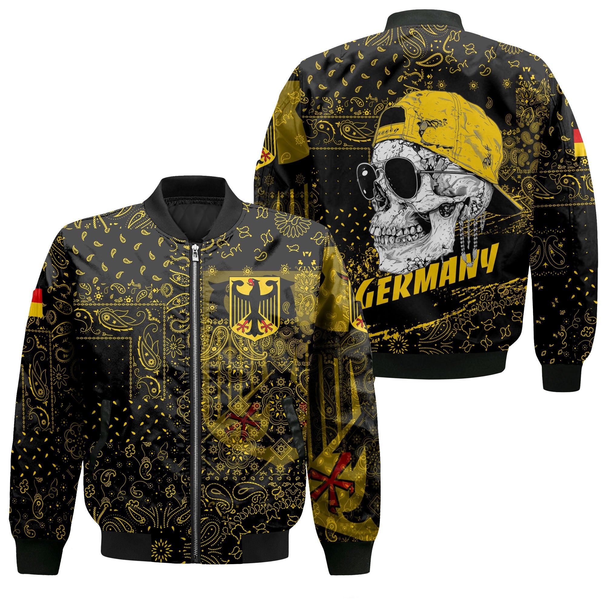 Germany Bomber Jacket Paisley Flag And Skull Style 1