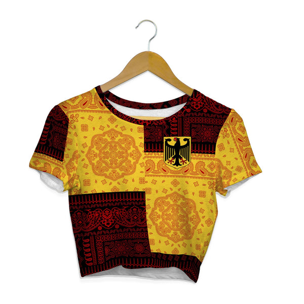 Germany Croptop T Shirt Flag And Paisley Basic Style 1