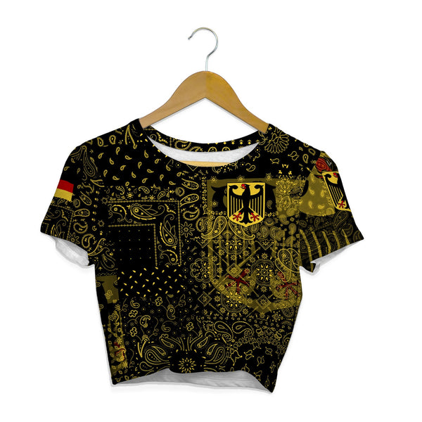 Germany Croptop T Shirt Paisley Flag And Skull Style 1