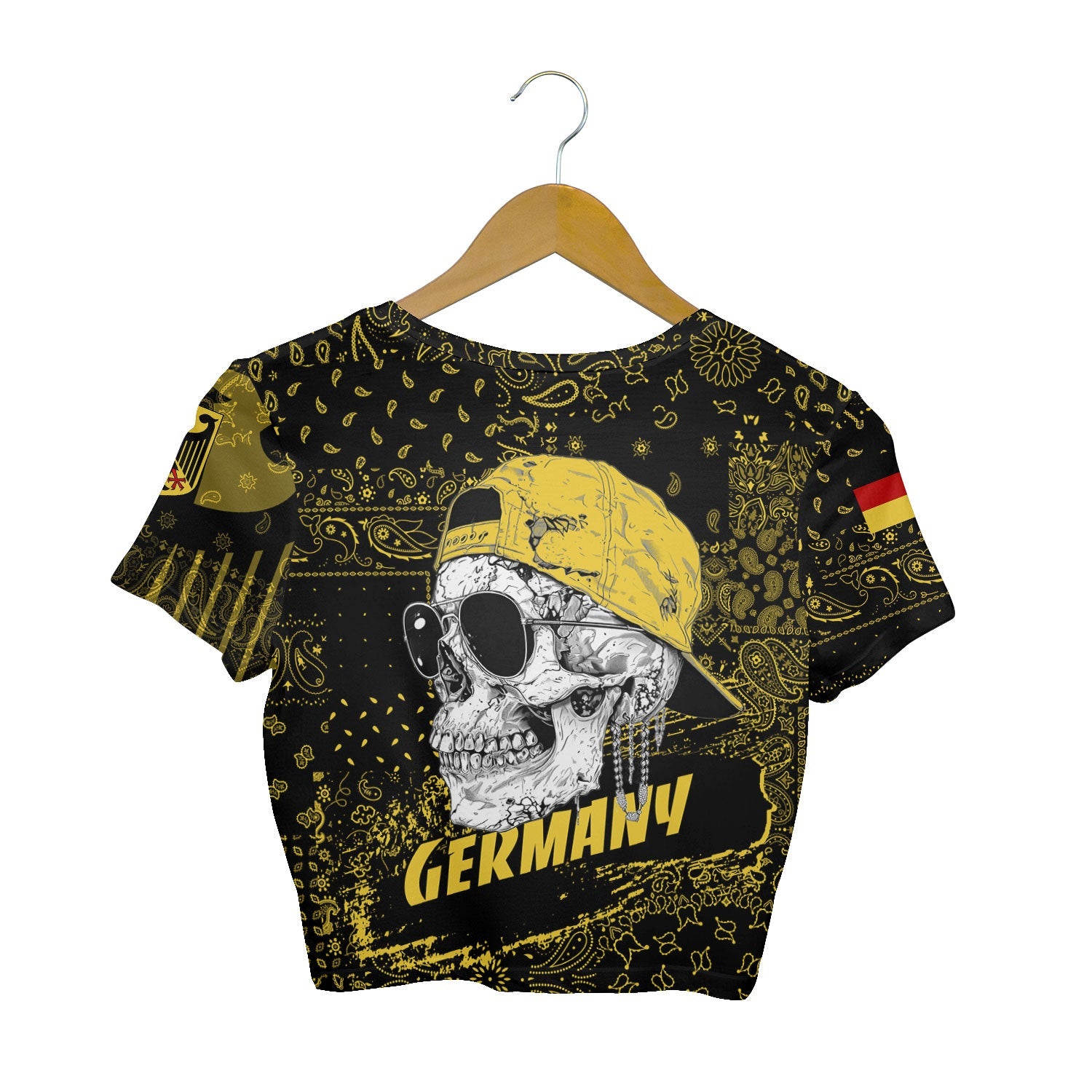 Germany Croptop T Shirt Paisley Flag And Skull Style 2