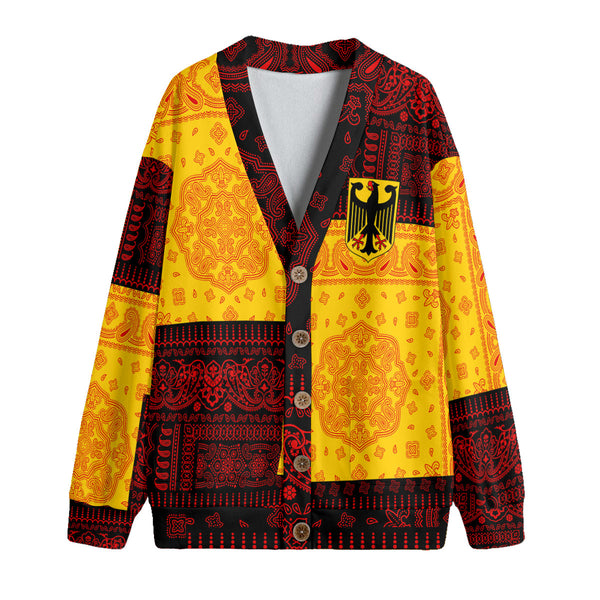 Germany Fleece Cardigan Flag And Paisley Basic Style 1