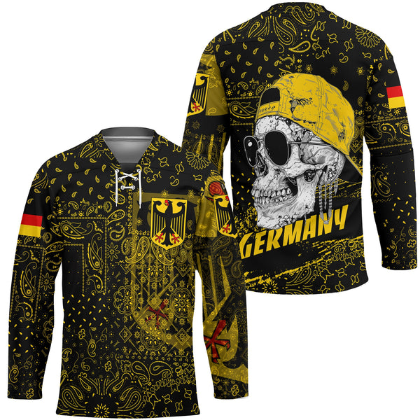 Germany Hockey Jersey Paisley Flag And Skull Style 1