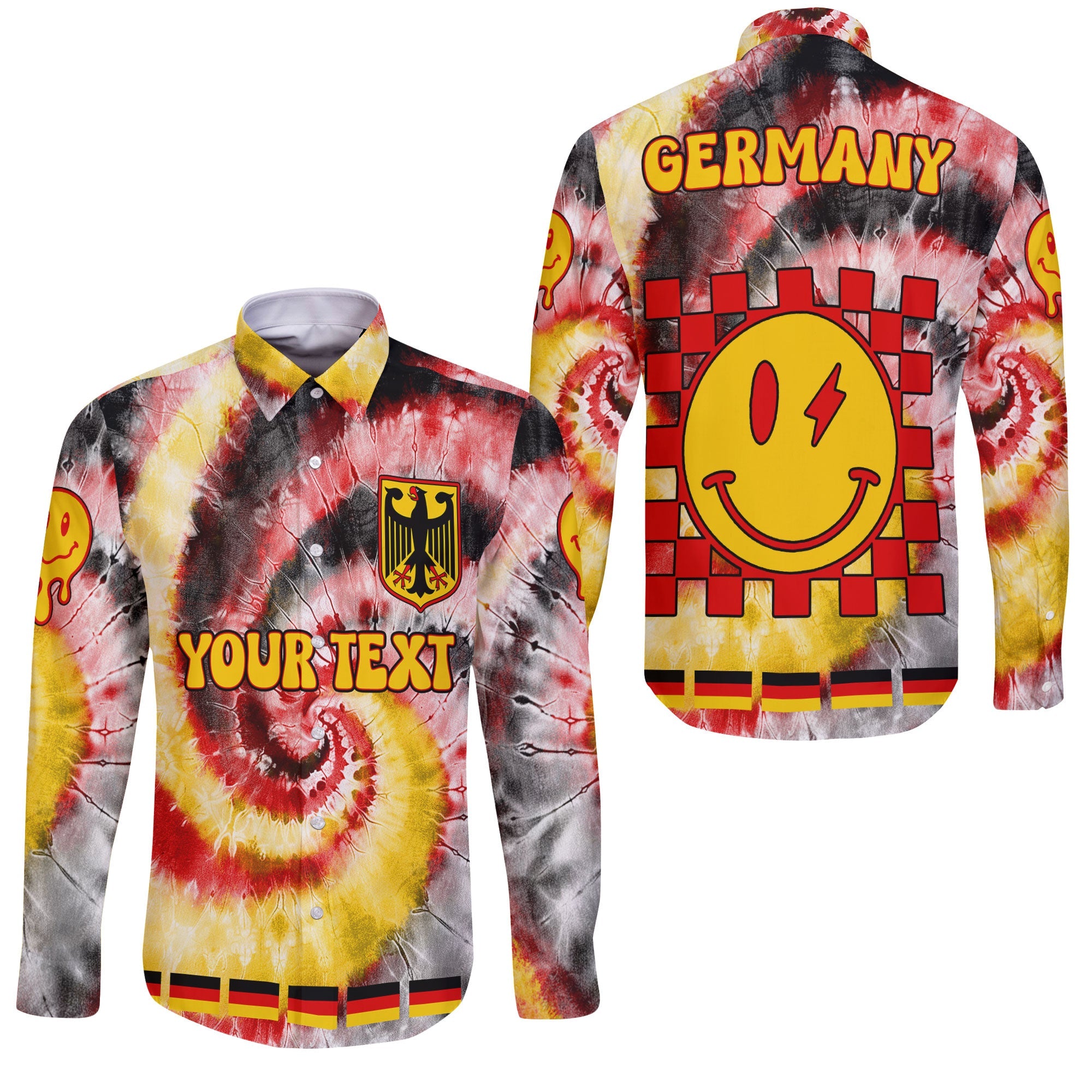 Germany Long Sleeve Button Shirt Custom Tie Dye Style 3