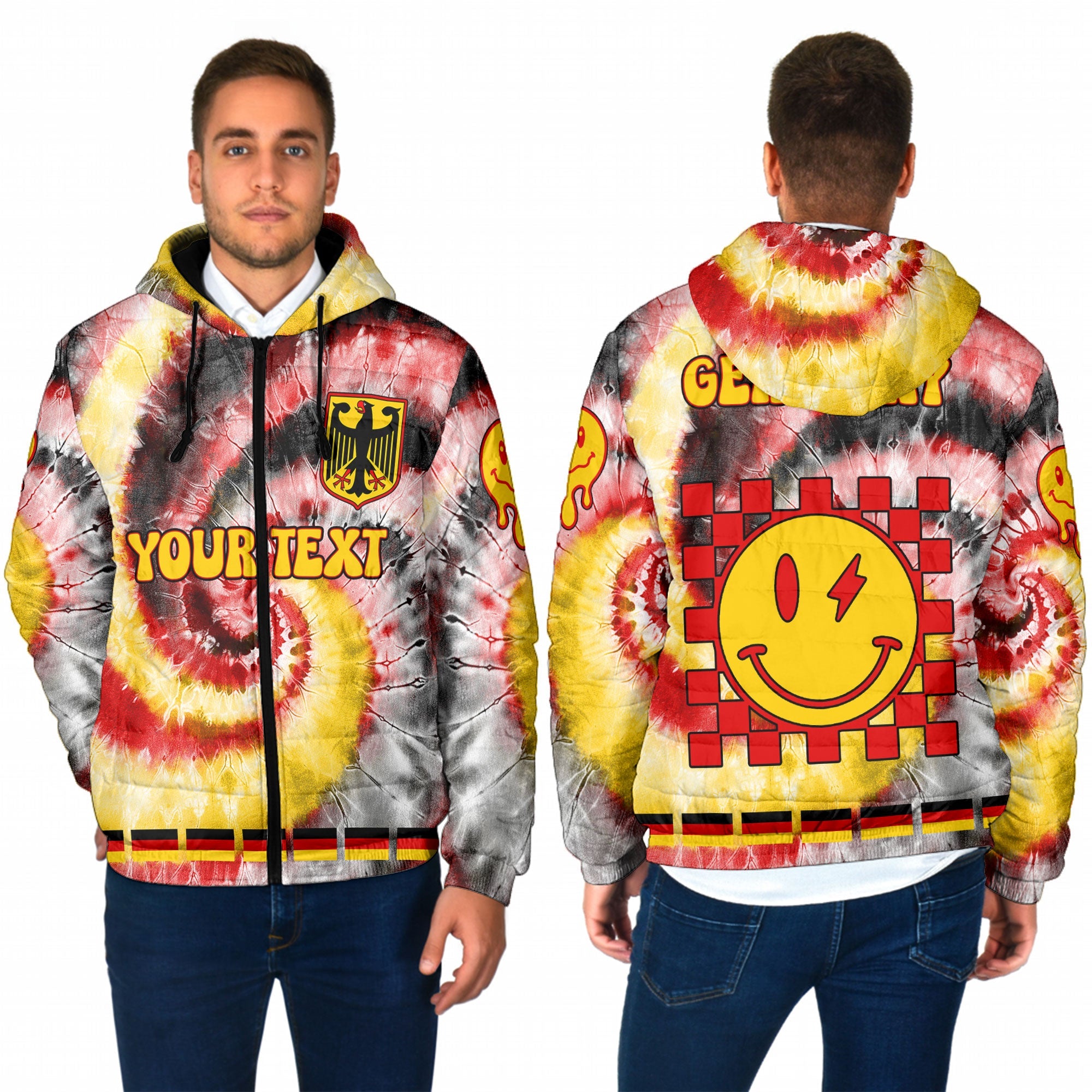 Germany Men Hooded Padded Jacket Custom Tie Dye Style 1