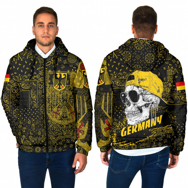 Germany Men Hooded Padded Jacket Paisley Flag And Skull Style 1