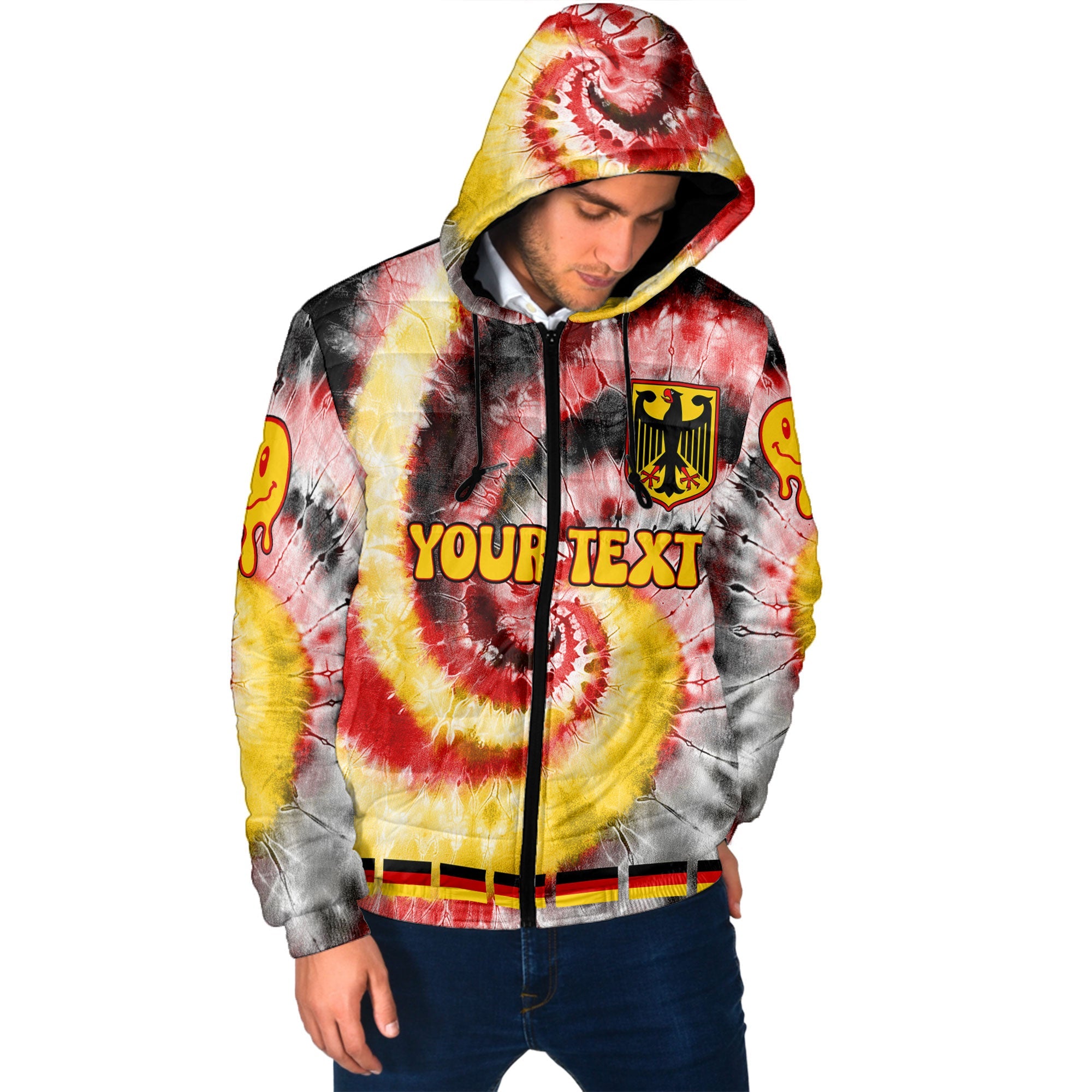 Germany Men Hooded Padded Jacket Custom Tie Dye Style 2