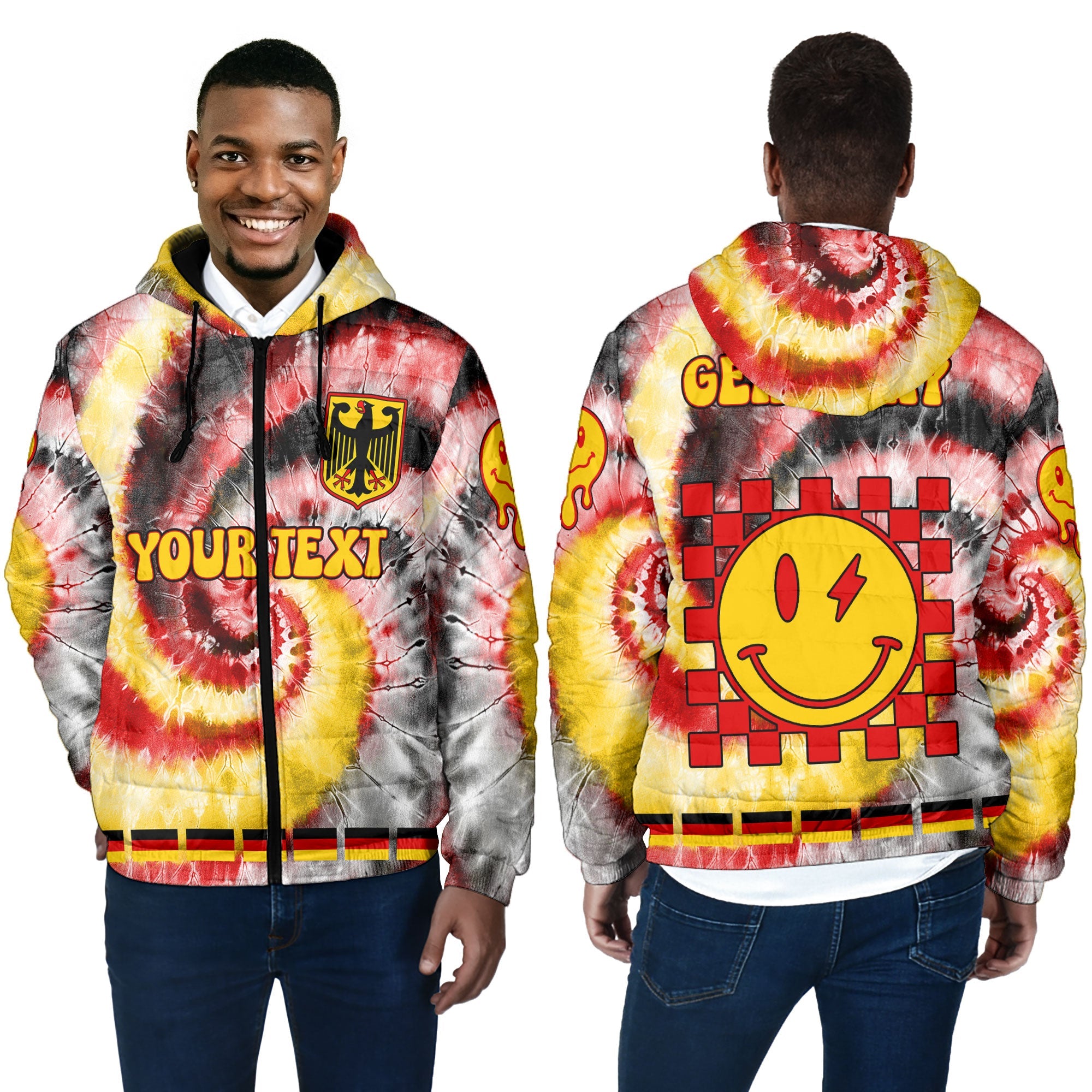 Germany Men Hooded Padded Jacket Custom Tie Dye Style 4