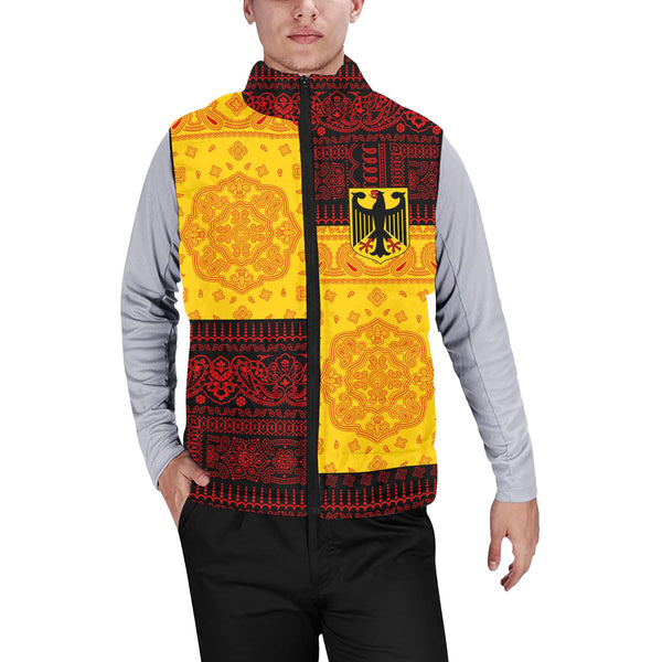 Germany Men Padded Jacket Vest Flag And Paisley Basic Style 1