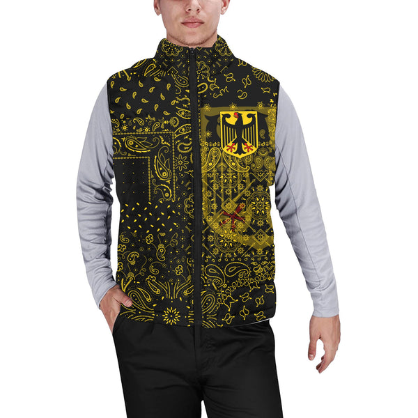 Germany Men Padded Jacket Vest Paisley Flag And Skull Style 1