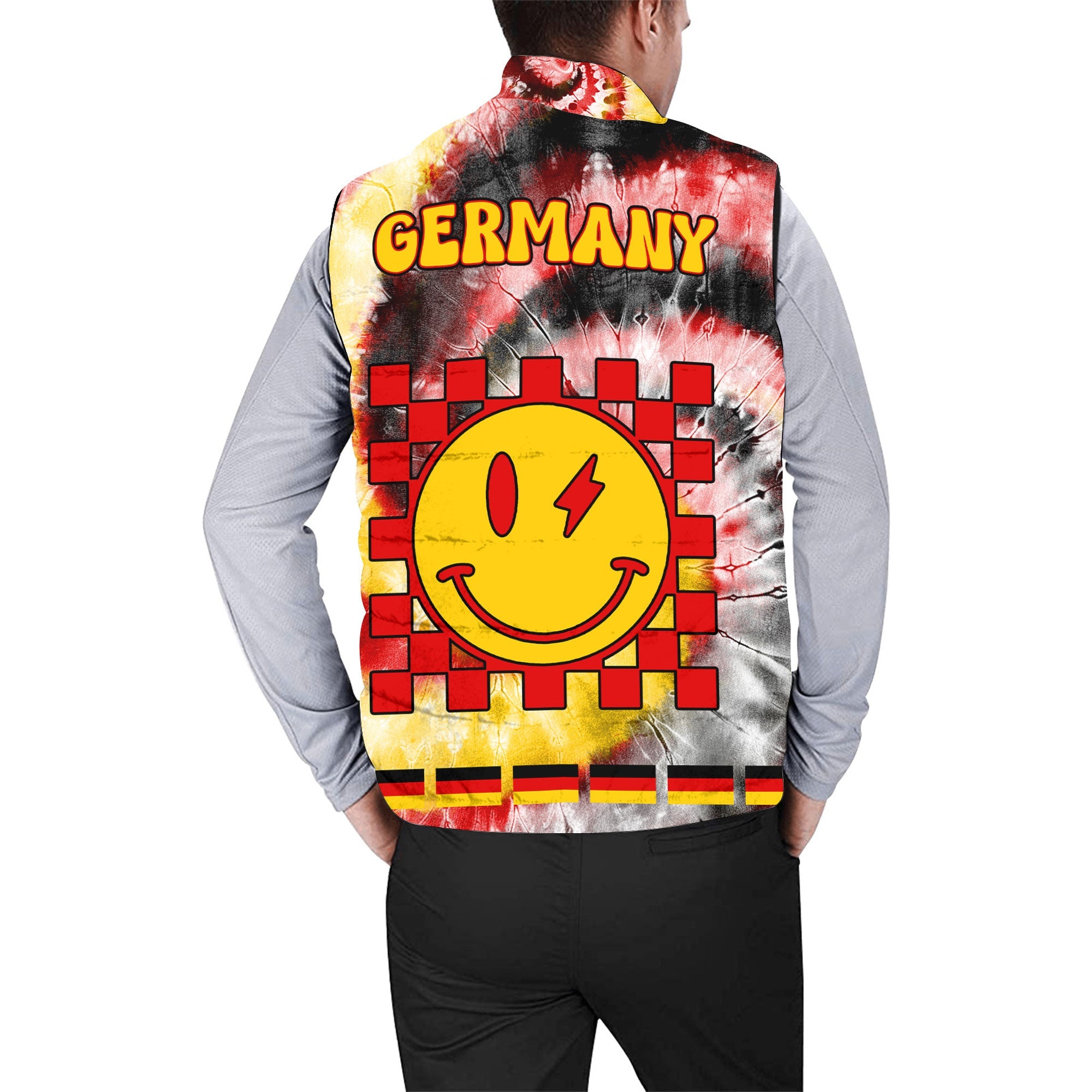 Germany Men Padded Jacket Vest Custom Tie Dye Style 2