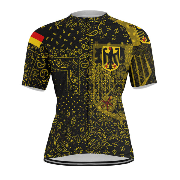 Germany Men Cycling Jersey Paisley Flag And Skull Style 1