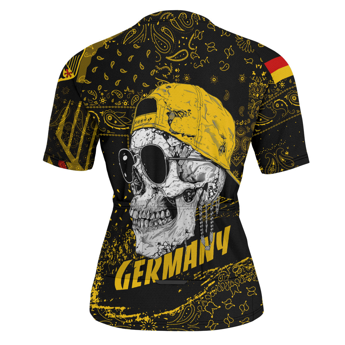 Germany Men Cycling Jersey Paisley Flag And Skull Style 3