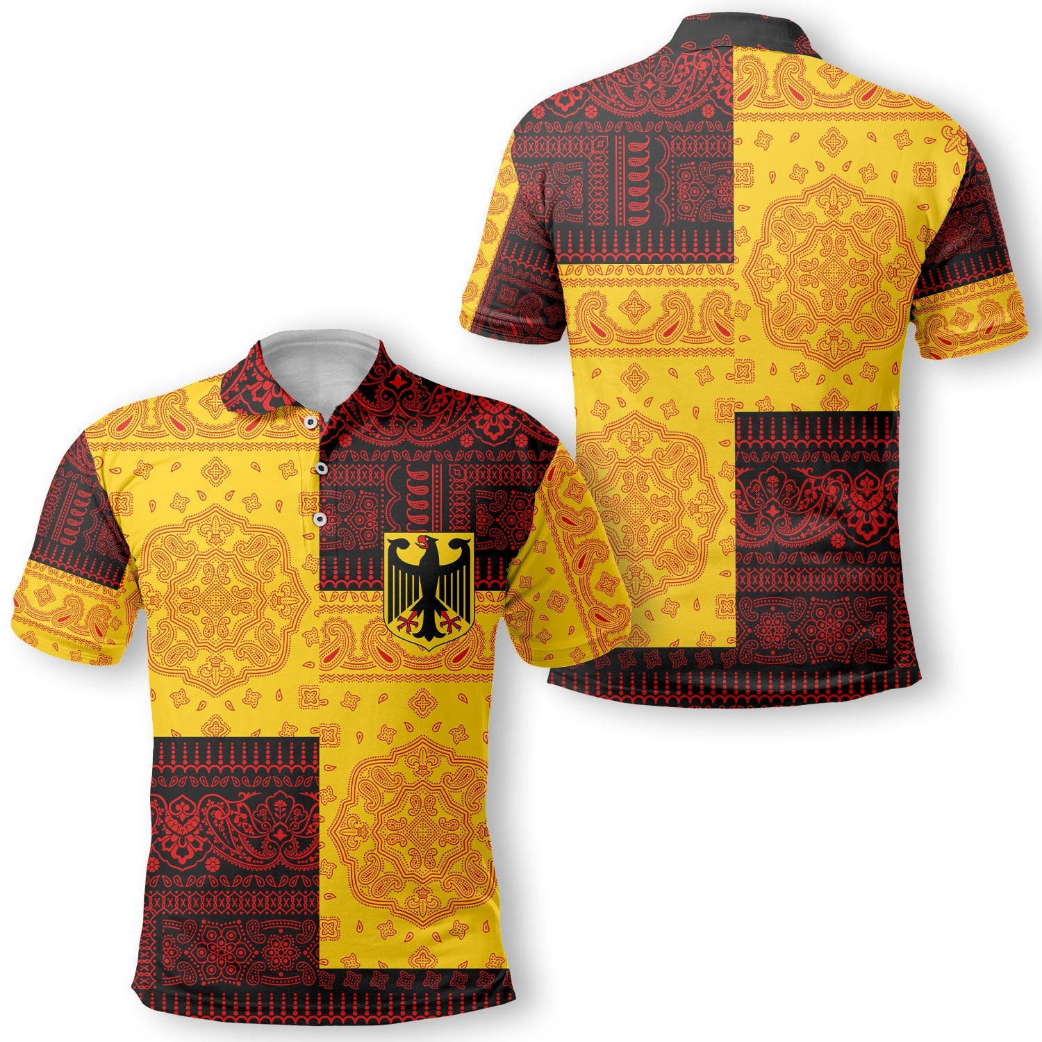 Germany Polo Shirt Flag And Paisley Basic Style 1