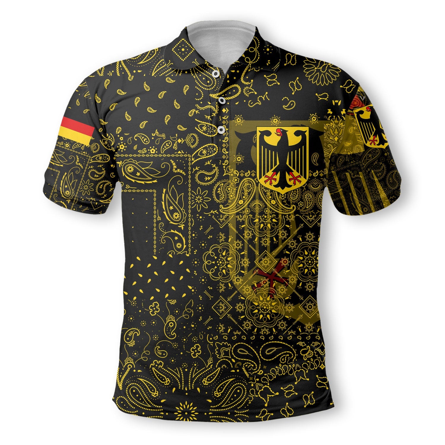 Germany Polo Shirt Paisley Flag And Skull Style 2