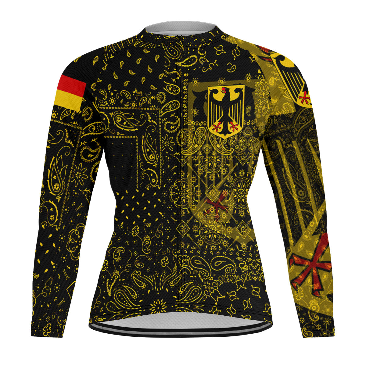 Germany Raglan Men Cycling Jersey Long Sleeve Paisley Flag And Skull Style 1