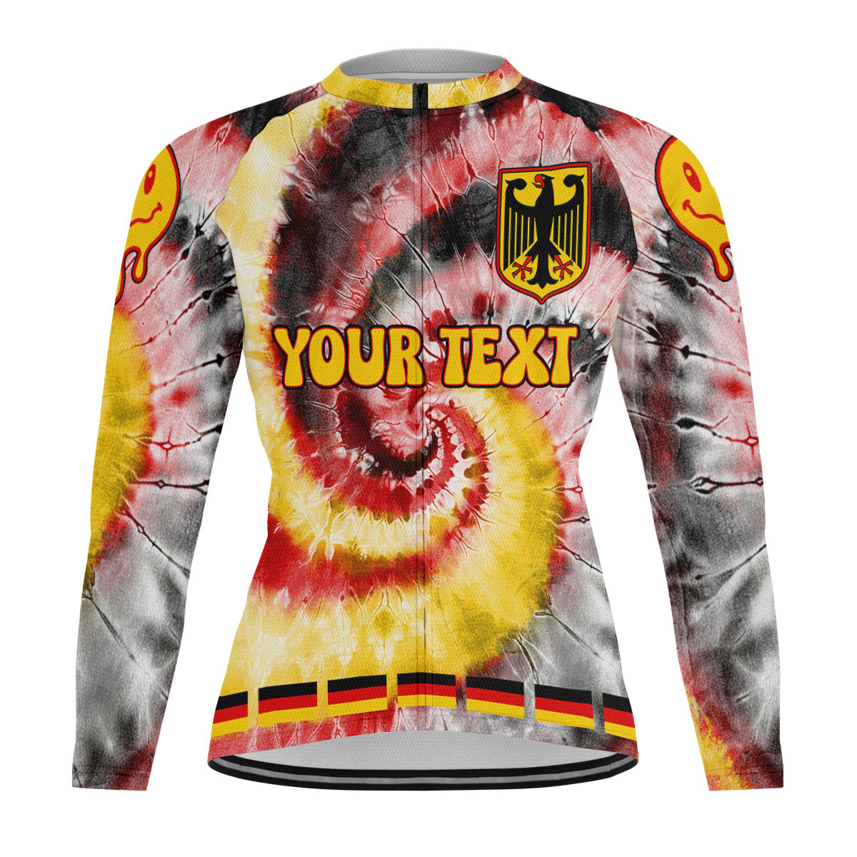 Germany Raglan Men Cycling Jersey Long Sleeve Custom Tie Dye Style 2