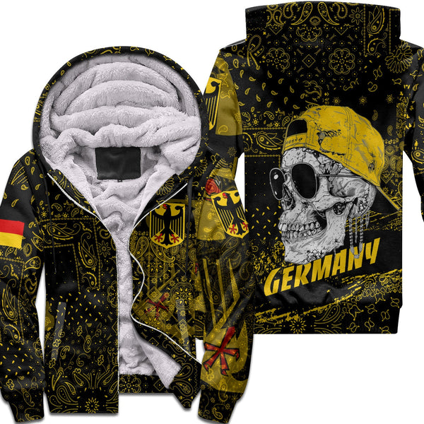 Germany Sherpa Hoodie Paisley Flag And Skull Style 1