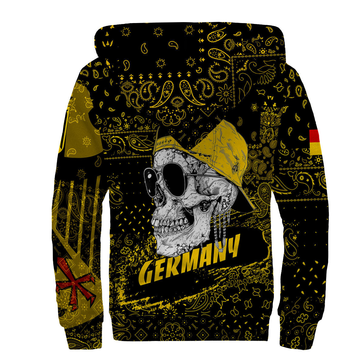 Germany Sherpa Hoodie Paisley Flag And Skull Style 2