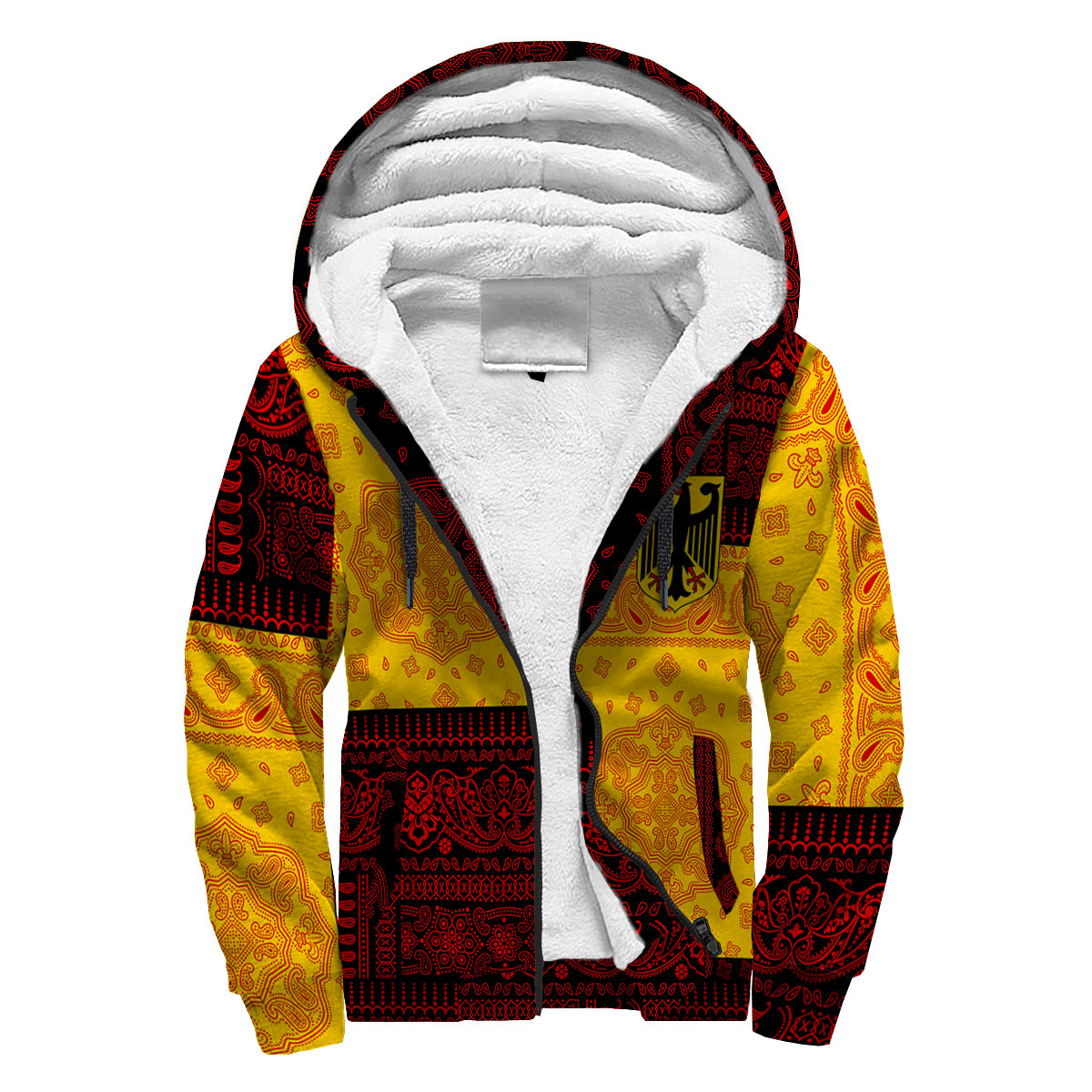 Germany Sherpa Hoodie Flag And Paisley Basic Style 3